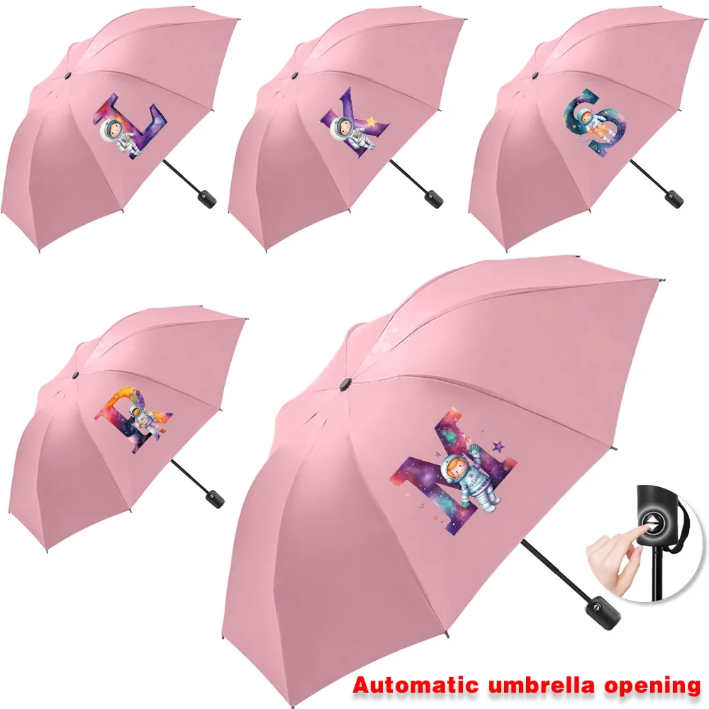 

UV Automatic Umbrella Sunshade Sunscreen Rain Umbrellas Cute Print Outdoor Picnics Hiking Travel Essentials Astronaut Letter