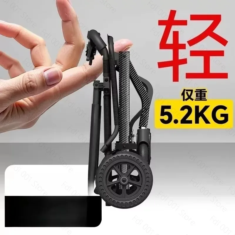 For Wheelchair for Elderly Lightweight Folding Portable Travel Trolley Ultra Light Foldable Pushable Mobility