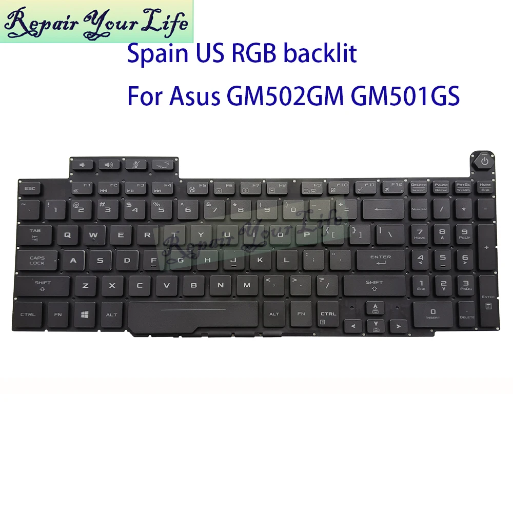 

US Spain RGB Backlit Keyboard For Asus ROG Zephyrus GM501 GM501GM GM501GS Colorful Backlight Spanish Keyboards 0KNR0-6612ND00