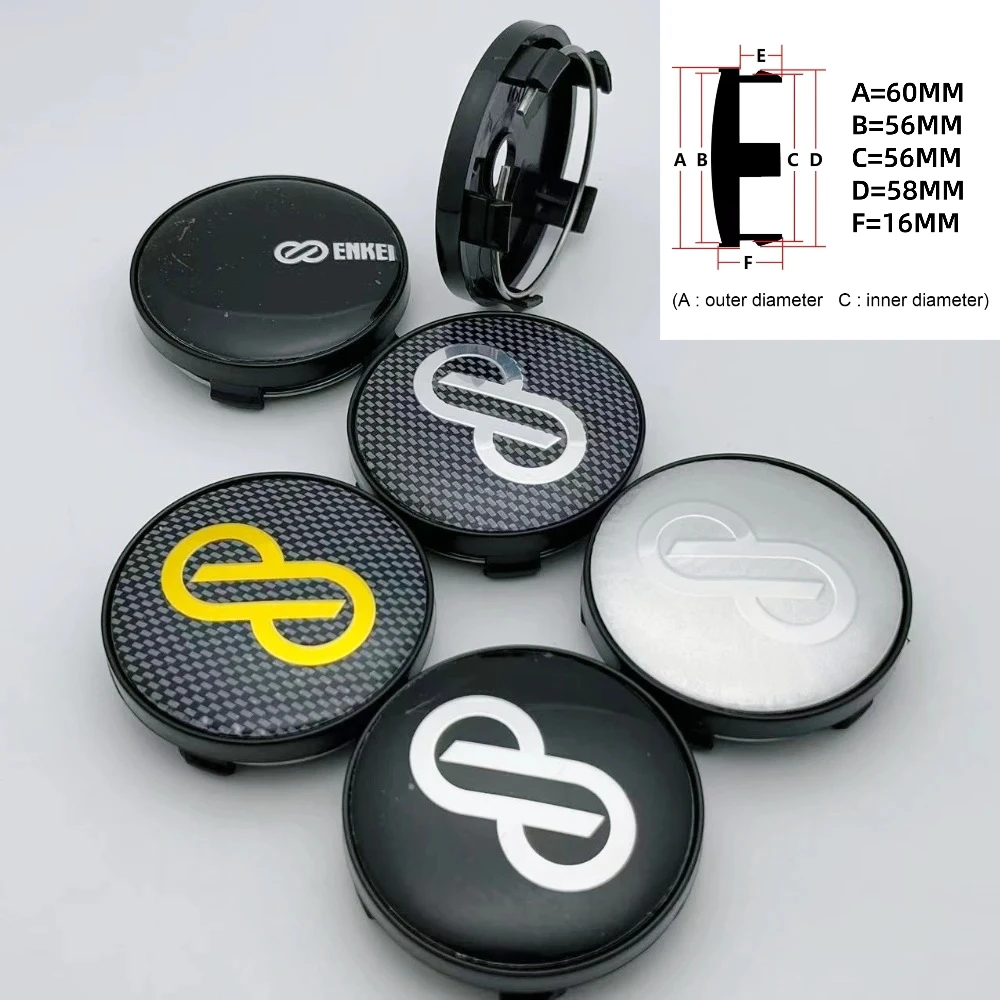 

4pcs 60MM ( 56MM I.D ) Car Wheel Center Caps With ENKEI Logo Emblem Badge Wheel Hubcaps Rim Center Dust Cover Car Accessories