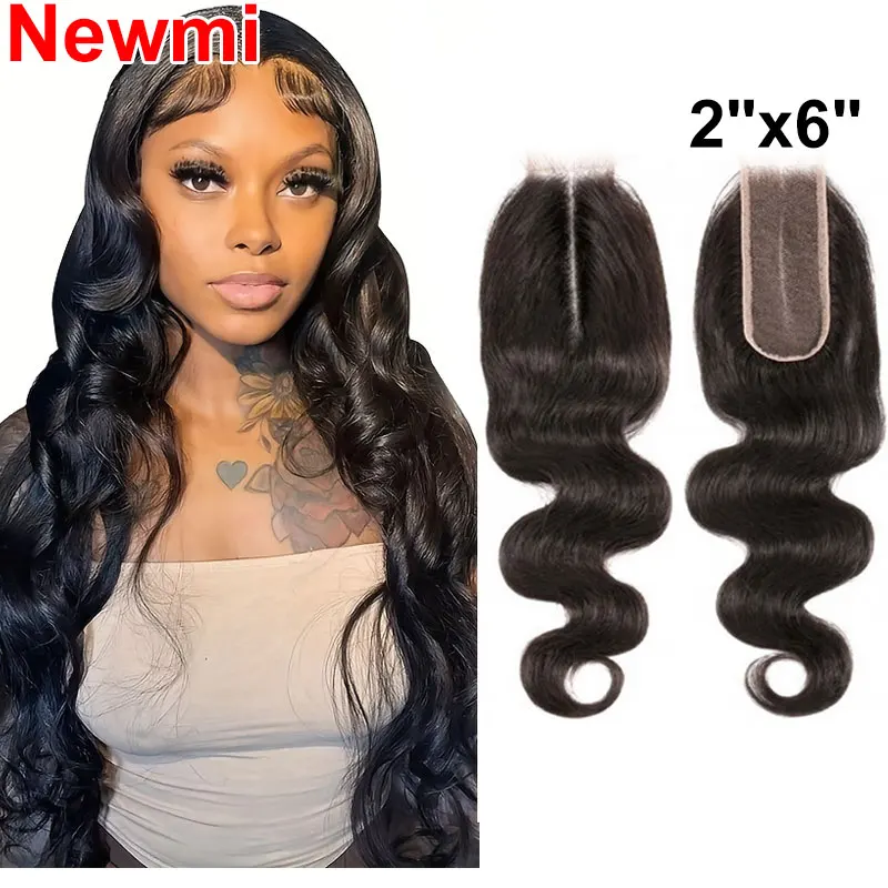 2x6 Human Hair Closure  12-26 inch  Body Wave 2x6 Lace Closure for Women Transparent Kim Lace Closure Human Hair Extensions