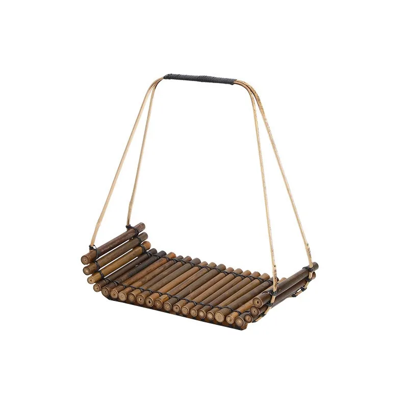 

Bamboo chop portable snack basket, hand-woven basket, retro decorative bamboo chop tray