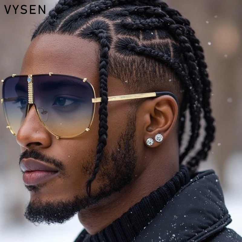 المتضخم الطيار درع النظارات الشمسية الرجال 2025 العلامة التجارية الفاخرة خمر المعادن البيضاوي Steampunk نظارات شمسية حملق في الهواء الطلق نظارات UV400