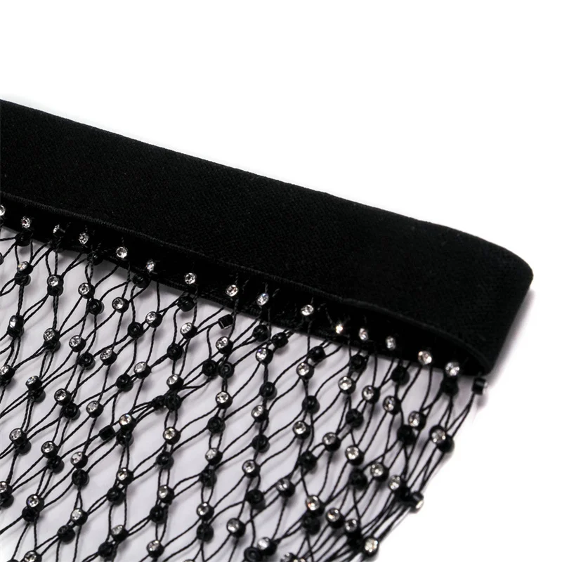 Neue Kristall Diamant Glänzende Frauen Hosen Sommer Sexy Aushöhlen Elastische Fishnet Hosen Mode Durchsichtig Beachwear 2022 – Detail 12