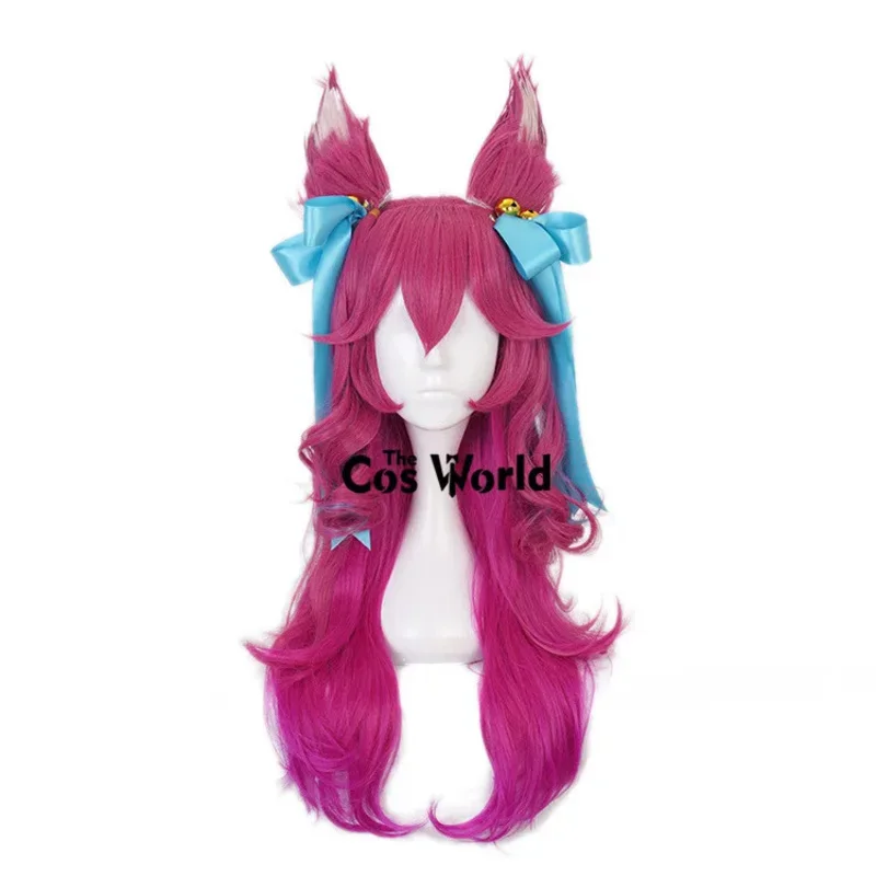 

aaa12 3LOL Spirit Blossom the Nine-Tailed Fox Ahri Длинные волнистые игры Косплей Парики Волокно Термостойкие синтетические волосы + шапочка для парика