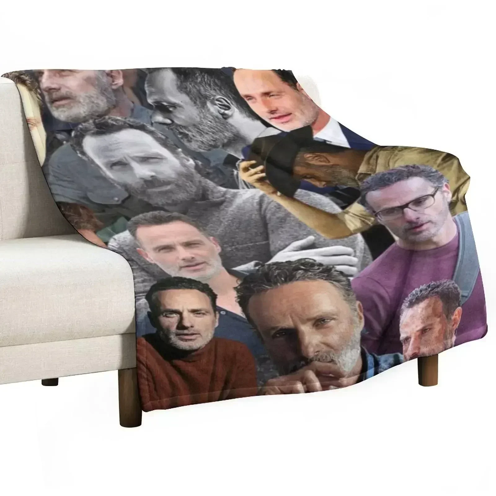 andrew lincoln photo collage Throw Blanket Multi Use Warm Blanket for Living Room Bedroom