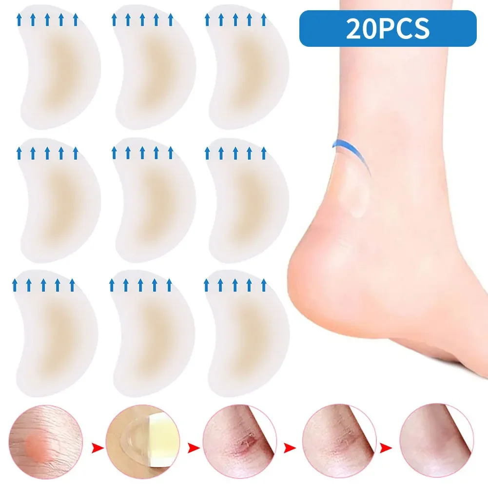 20PCS Gel Heel Protector Foot Patches Adhesive Blister Pads Hydrocolloid Heel Liner Shoes Stickers Pain Relief Plaster Foot Care