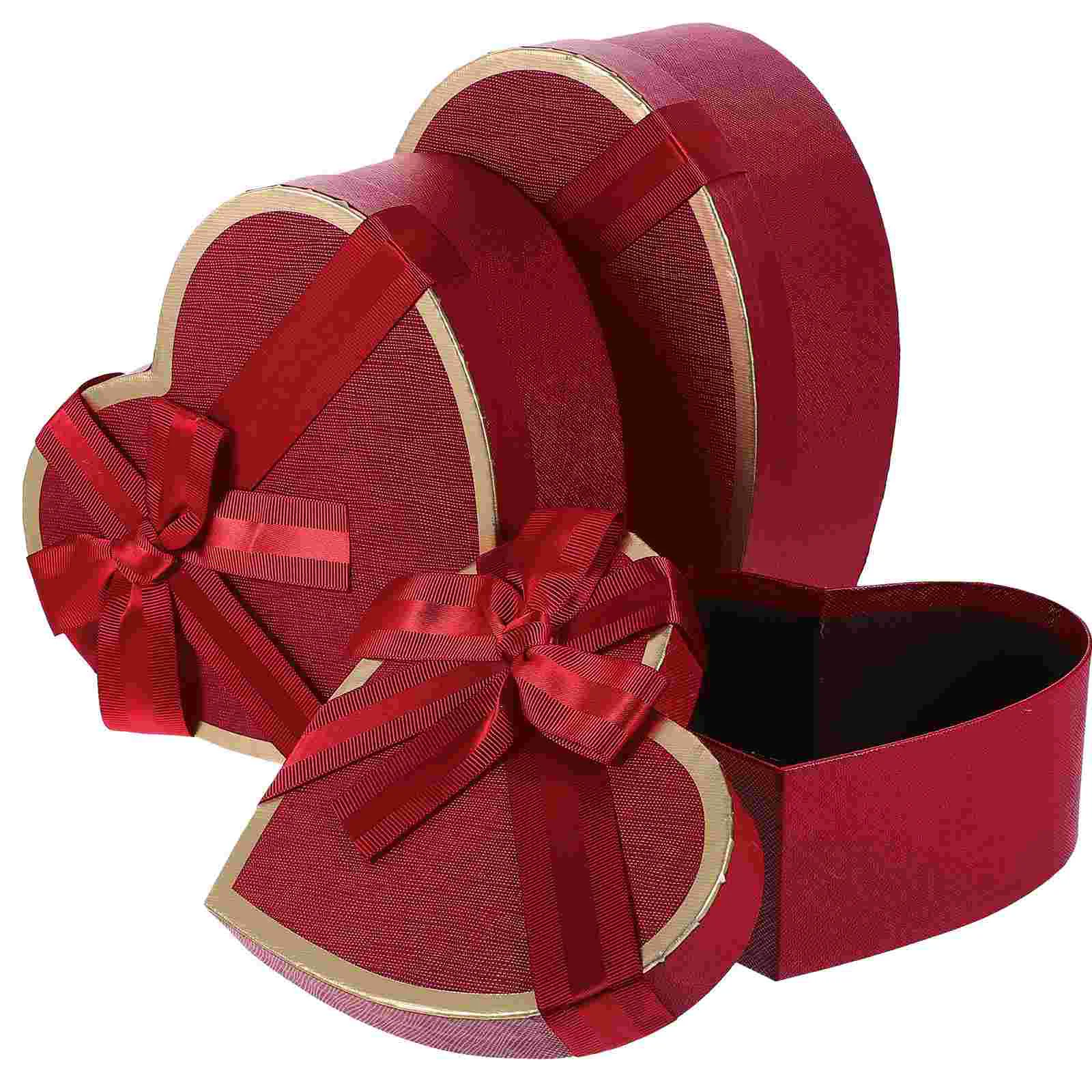 3 Pcs Gift Box Heart Boxes for Strawberries -shaped Flowers Arrangements Packing Cardboard