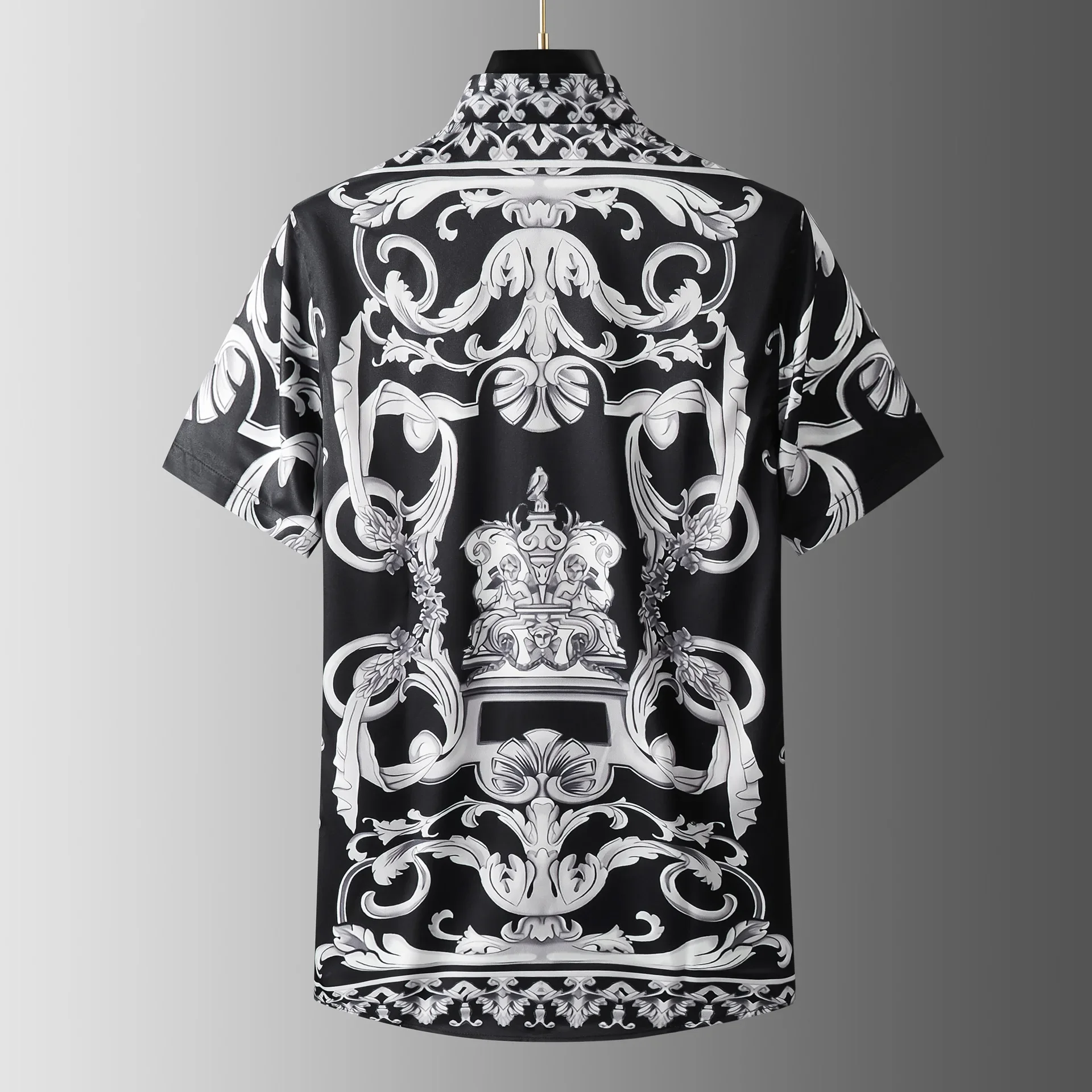 New No iron Anti wrinkle Retro Palace Pattern Positioning Angel Print Men's Short sleeved Shirt