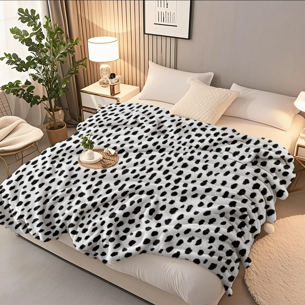 

Quality Flannel Cozy Blanket Dalmatian Spots Blackwhite Japanese Zen Hospitality Bedding Weighted Blanket Fade-resistant