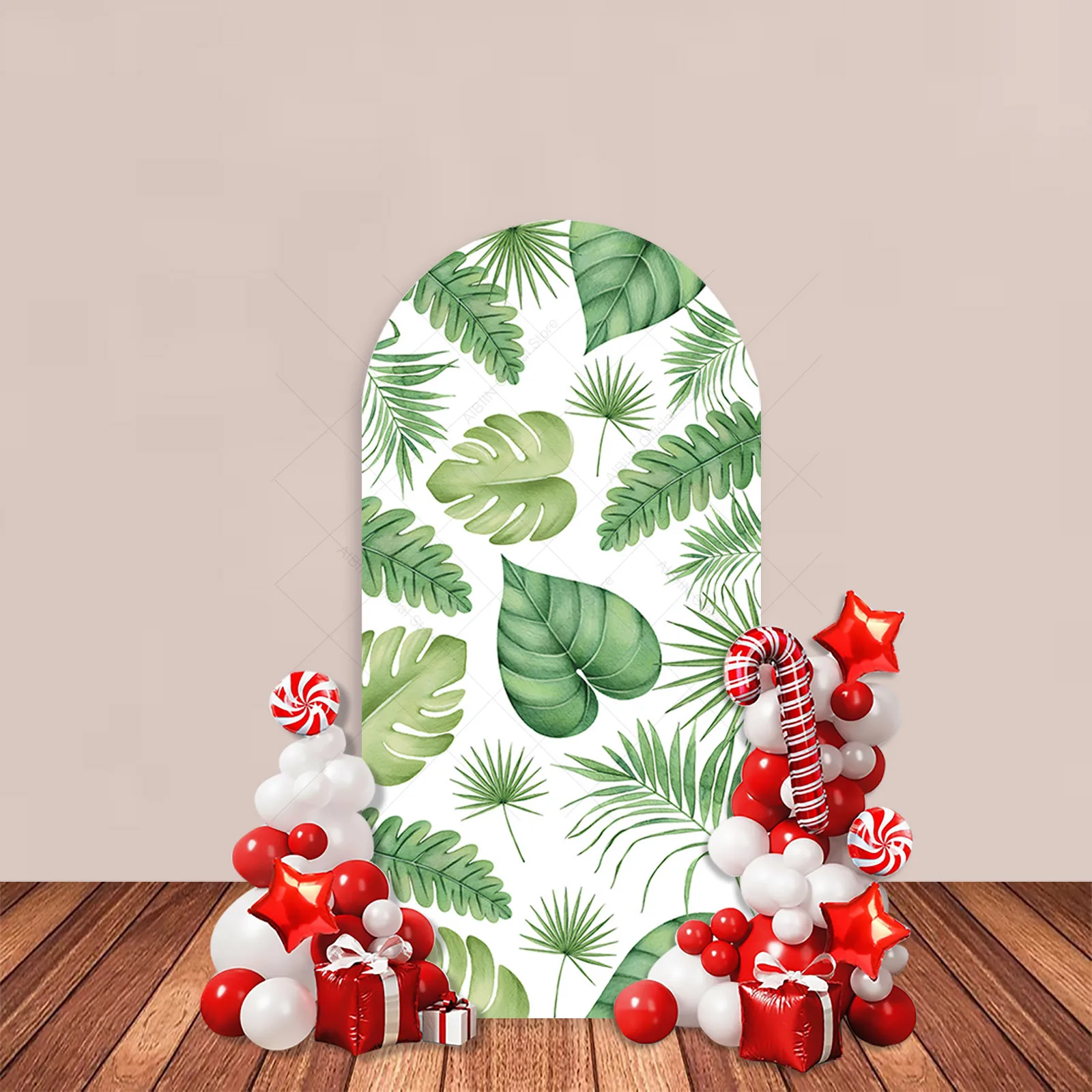 Wild One Year Arch Backdrop Cover Safari Jungle Animals Green Leaves Happy Birthday Party Decor Baby Kids Portrait Background
