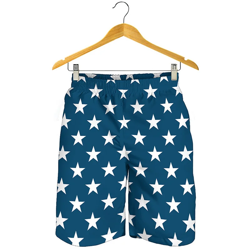 Fashion American Star 3D Printed Beach Shorts Men Sports Swimming Trunks Summer Board Shorts Streetwear Oversized Short Pants