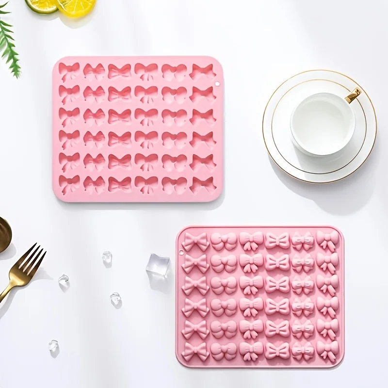 1 Cute Silicone Candy Mold with Different Bow Shapes, Chocolate Mold, Jelly Pudding Ice Cube Mold, Baking Gadgets, Cake Decorating Tools - view 3