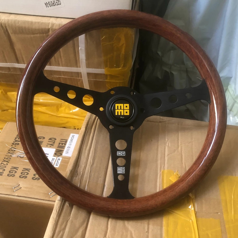 

Universal 350MM Classic MOMO Indy Heritage Steering Wheel Car JDM Racing ABS Wood MOMO Steering Wheel Volantes For VW TOYOTA BMW