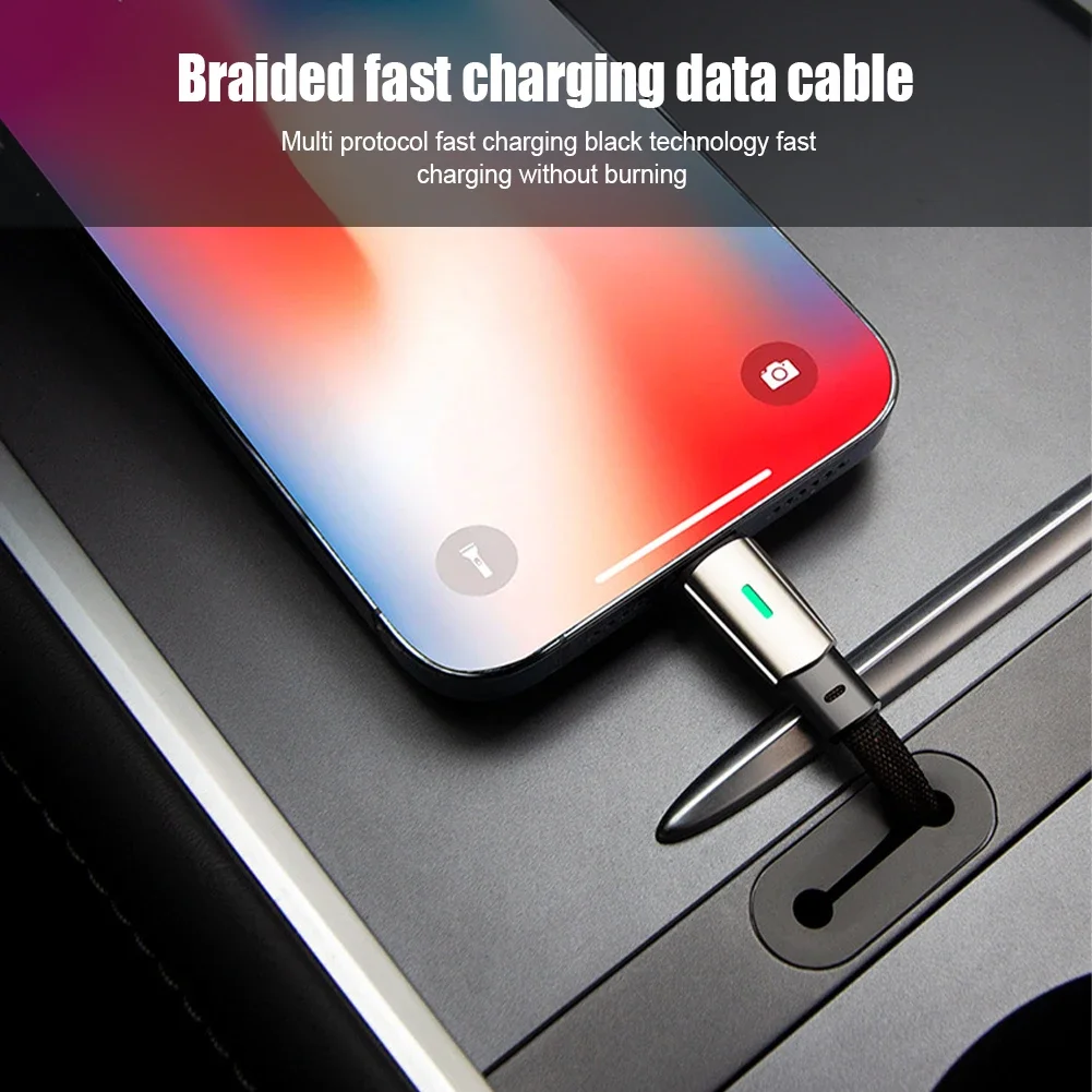 For Tesla Model 3 Y Central Control Hub Mobile Phone Charging Cable Hub Threading Box Car Data Cable Apple TypeC Accessories