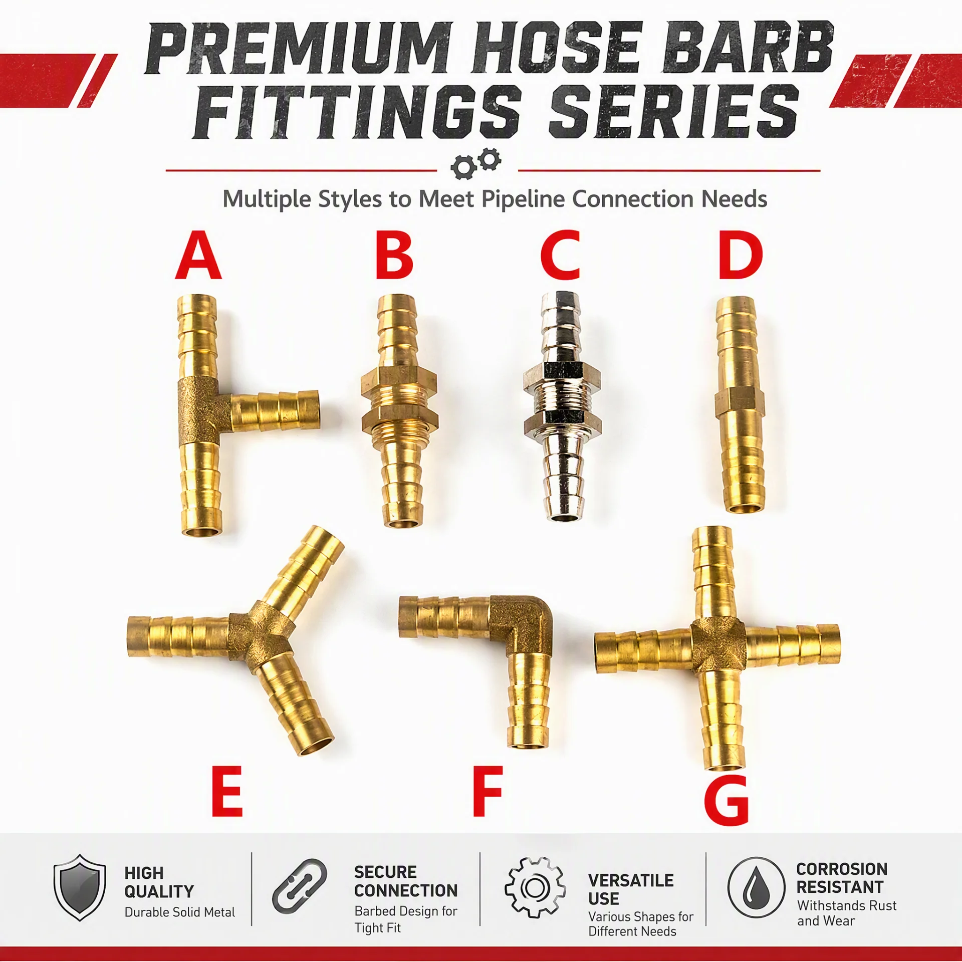 2/3/4-way connectors suitable for 4/5/6/8/10/12/16/19mm hose brass bell pipe fittings, plumbing accessories