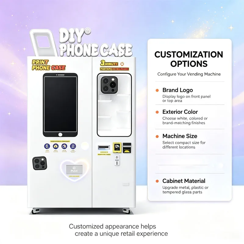 Kiosco Expendedor de Fundas Personalizadas para Teléfonos, Máquina para Hacer Fundas DIY, Solución de Equipo Minorista Inteligente y Personalizada