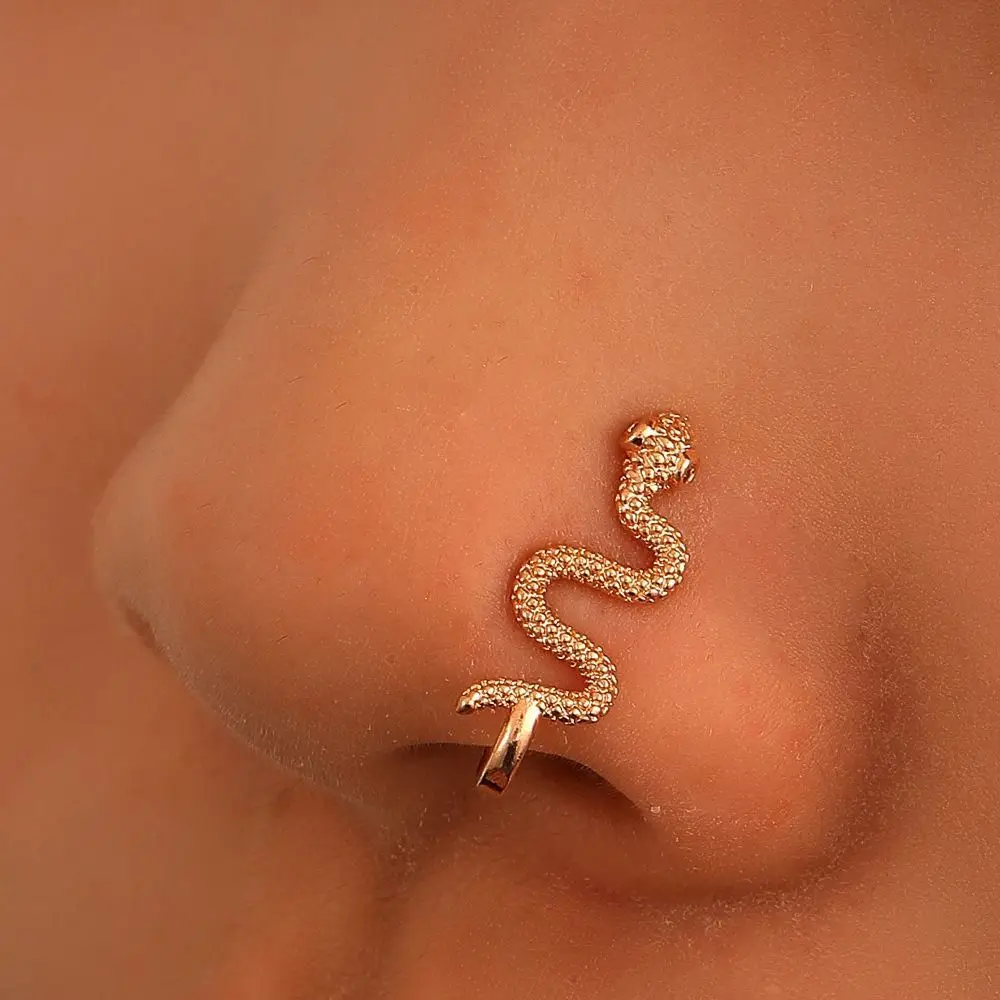 Originalità rame serpente naso anello naso Clip a forma di U gioielli per il corpo falso setto Piercing gioielli compleanno