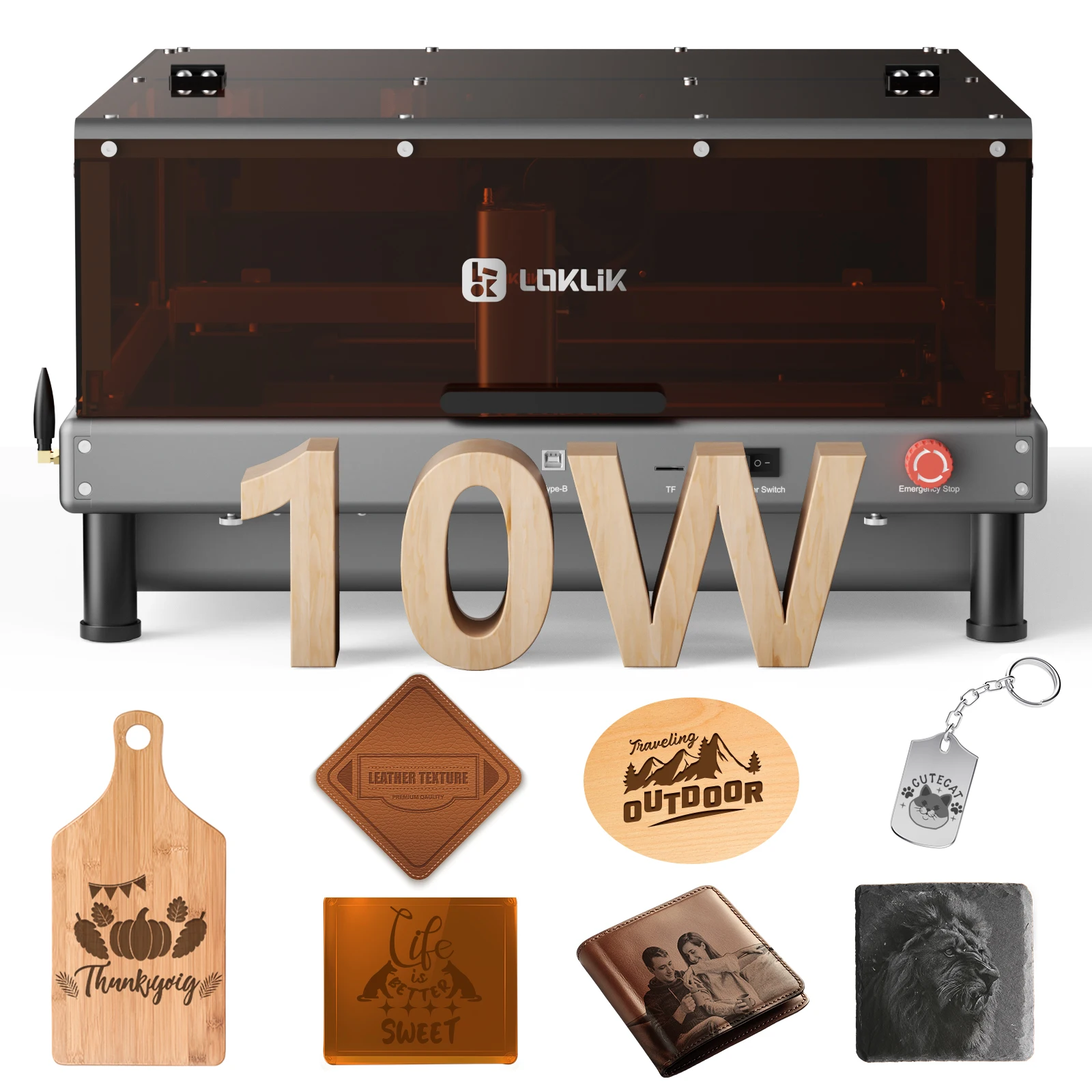 

LOKLiK iEngrave 10W Laser Engraver DIY Laser Cut Engraving Machine Engrave Logo Wood Painted Metal Acrylic Glass Leather