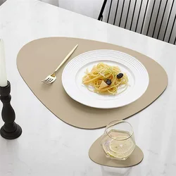 1/2/4PCS Triangle Placemat and Coaster Sets Faux Leather Luxury Table Pad Place Mat Tableware Cafe Pad Food Mat Салфетки 테이블매트