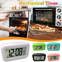 Mini Timer Digital Alarm Clock Black White Display with Temperature Calendar Timer Led Light for Bedroom Desktop Office Clock