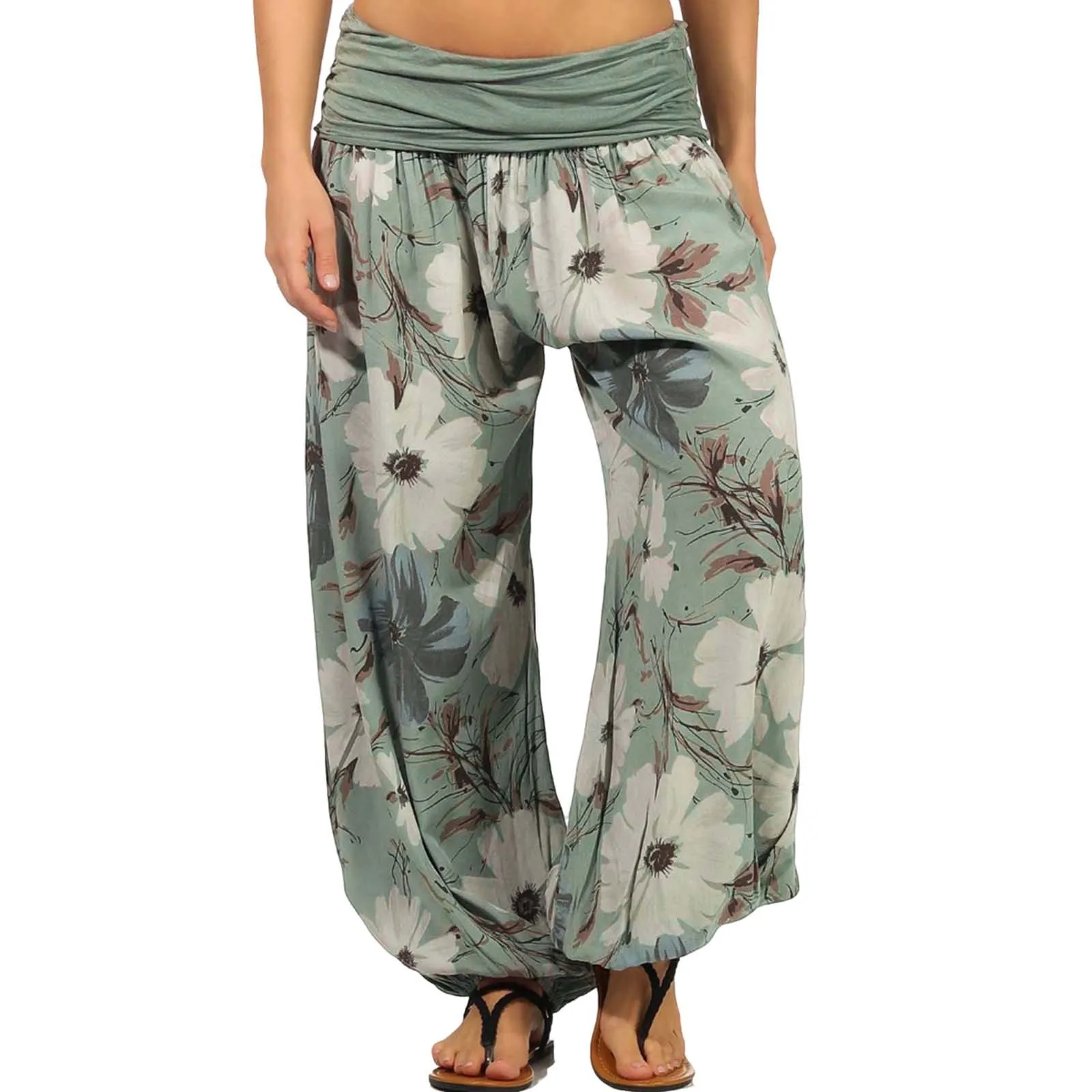 

Women's Yoga Harem Pants Casual Mid Waist Hippie Summer Daily Stretch Baggy Pants Bohemian Women's Indian Aladdin Trousers