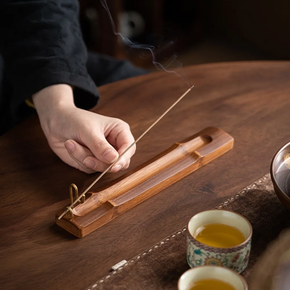 Incense Tray Upside Down Incense Burner Anti-Ash Design Desktop Decor Incense Stick Holder Indoor Wooden