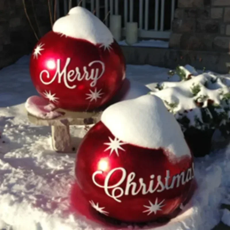 PVC gigante inflável bola grande, decoração de árvore de Natal, brinquedo ao ar livre, presente, 60cm, 2024