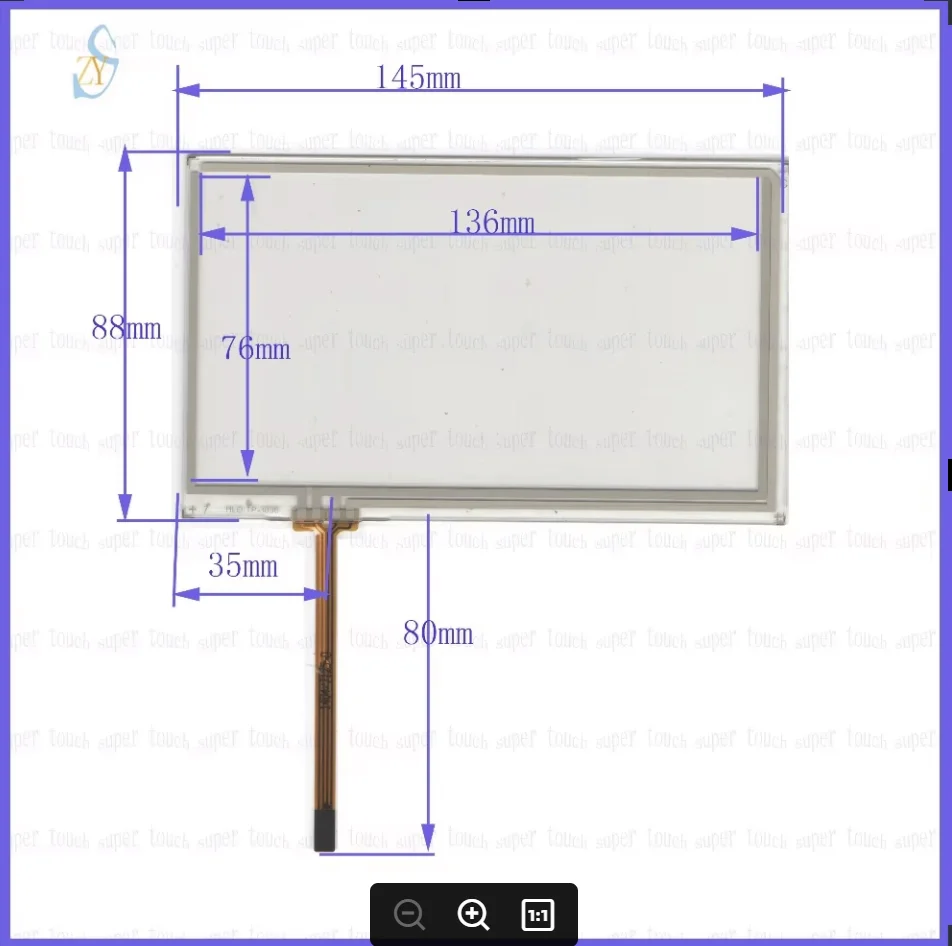 

ZhiYuSun 145mm*88mm HLD-TP-3036 6inch 4-wire resistive touch panel for Car DVD, 145*88 GPS Navigator screen glass