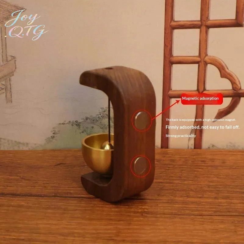 Hot Wooden Wind Chimes Magnetic Brass Doorbell Wireless Jingle Bell Entrance Door Bells Hanging Pendants For Home Decoration