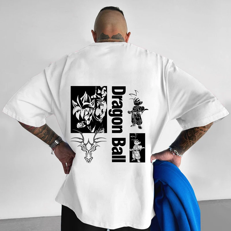 

Dragon Ball Z Dragon Ball аниме футболка с принтом мужская с коротким рукавом модная брендовая свободная футболка большого размера в американском стиле High Street