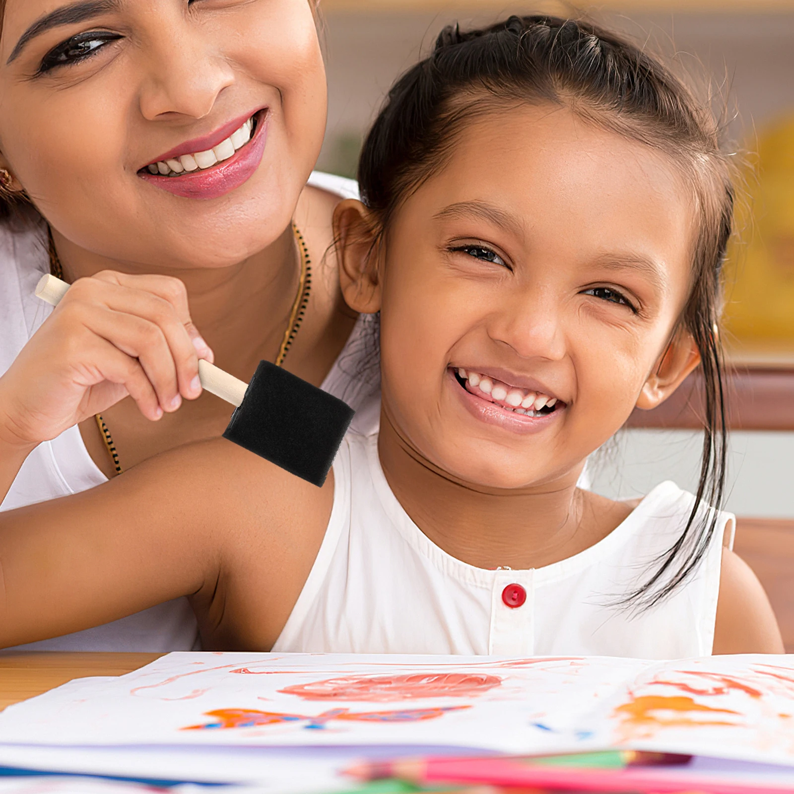 

16Pcs Painting Tools Wood Handle Sponge Brush Set for Oil Acrylic Watercolor Gouache Art Sponge for Painting