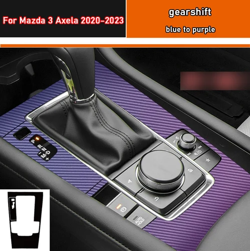 Imagen 1 del producto Pegatina Interior de coche, película protectora de caja de cambios para Mazda 3 Axela 2020-2023, pegatina de Panel de ventana de coche, fibra de carbono negra