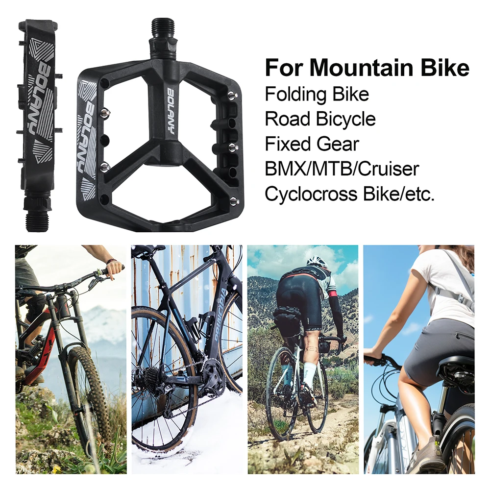 BOLANY Anti-slip Nylon Bicycle Pedals with Bearing 10 Pegs Ultralight MTB Road Bike lubrication Pedal Bicycle Accessories