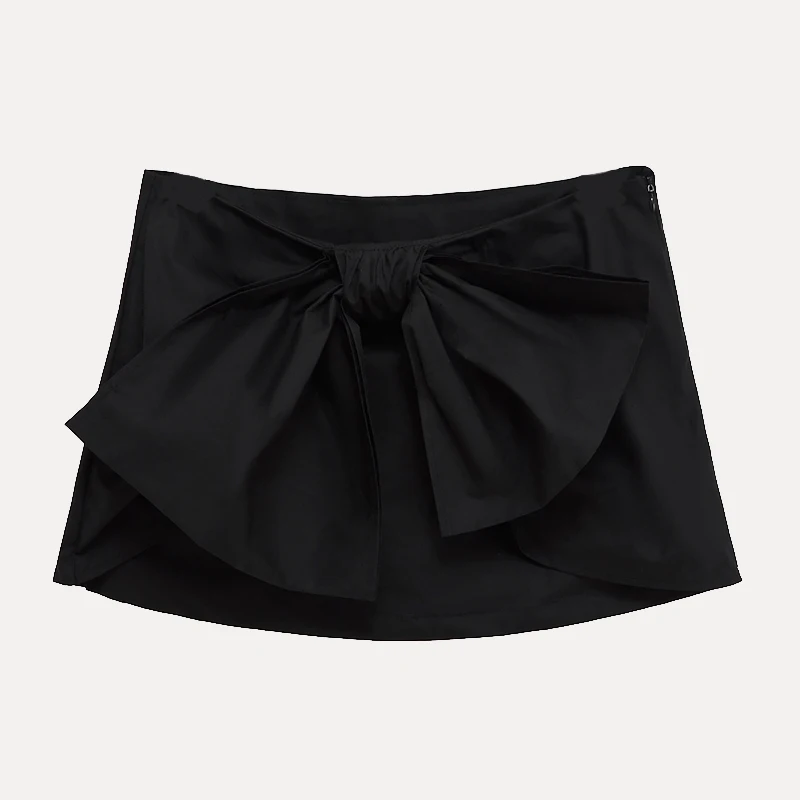 

Ультра-короткая юбка с модным узлом, украшенная узлом для женщин, лето 2023, Новое поступление, дизайн со средней талией из полиэфирного волокна