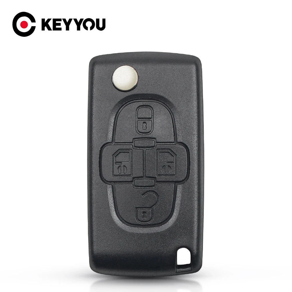 KEYYOU 4 Light Buttons Car Key Shell Fob For Peugeot 206 407 307 607 For Citroen C2 C3 C4 C5 C6 Berlingo CE0523 CE0536 New