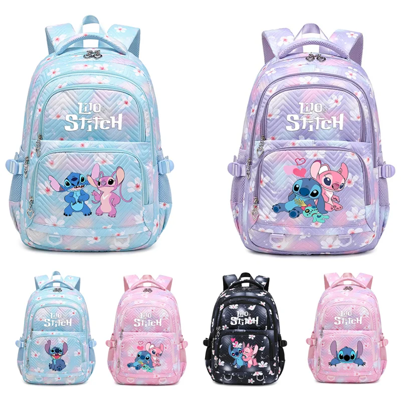 Lilo Stitch-Mochila Floral exquisita para mujer, bolsa de viaje impermeable, portátil, para adolescentes, estudiantes