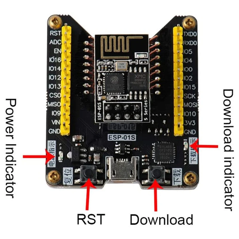 Professional ESP8266 Flash Download Tool/Code Burner + 5Pcs ESP01 ESP-01S WiFi Module for Arduino