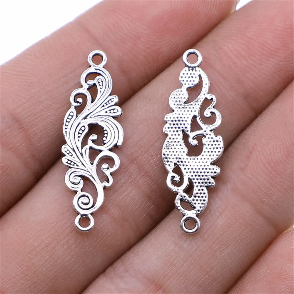 WYSIWYG 20pcs Flower Clouds Connector Charms DIY Alloy Jewelry Findings Antique Gold Color Antique Silver Color 30x10mm