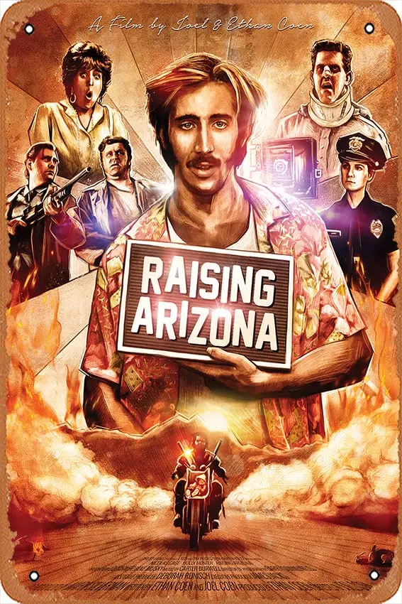 Raising Arizona Movie Series Vintage Retro Tin Sign,Movie Poster Art Classic Film Television Posters Man Cave Wall Art Deco sign