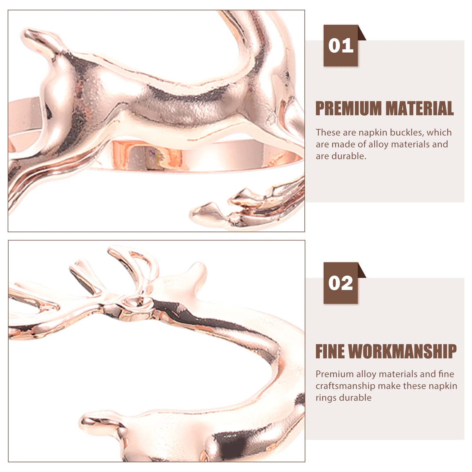 

Set Of 6 Premium Elk Napkin For Christmas Party Table Decoration Metal Napkin Buckles Festive Use