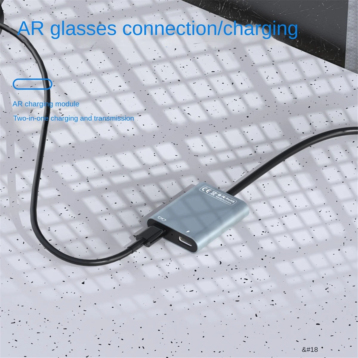 AR Transmission Charging Module AR Glasses Hub Charging Adapter Suit for Thunderbird Air, Rokid, Xreal Air Smart Glasses