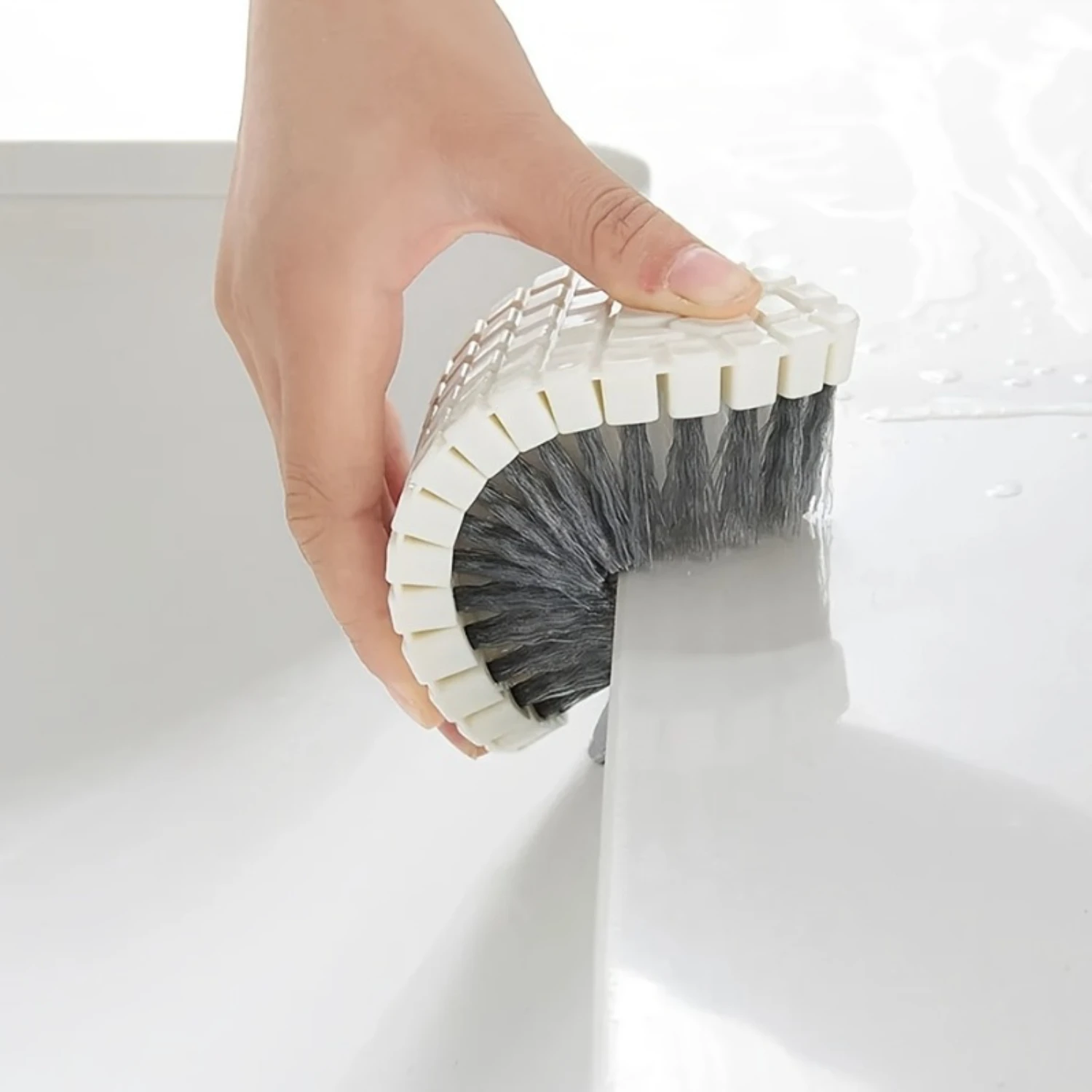 Flexible Bristle Cleaning Brush for Bathroom – Durable Curved Scrub Brush for Kitchen, Sink, Bathtub, Tile, and Shoe Cleaning 