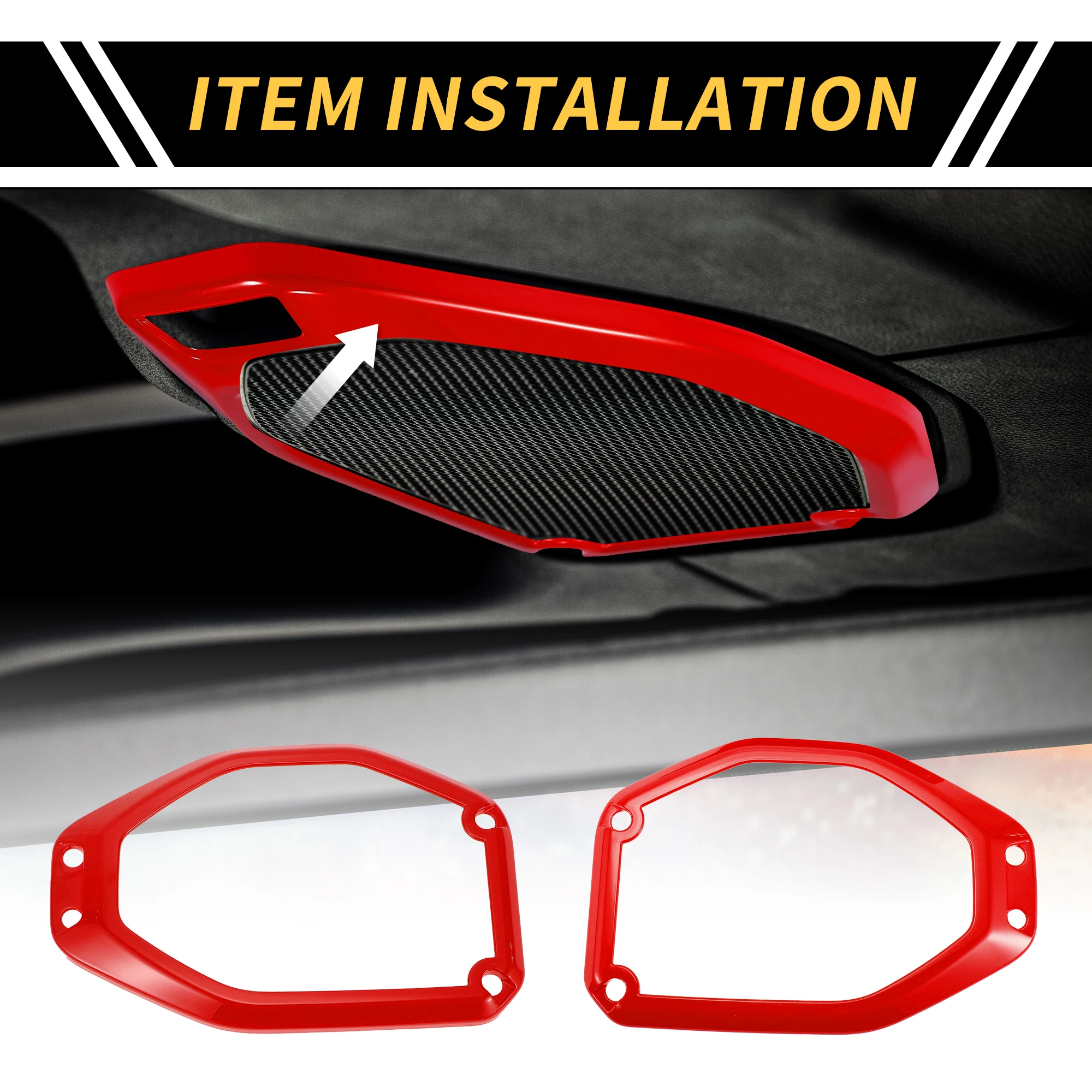 UXCELL Top Roof Speaker Audio Frame Cover Trim for Jeep Gladiator JT 20-24 Red 1 Set