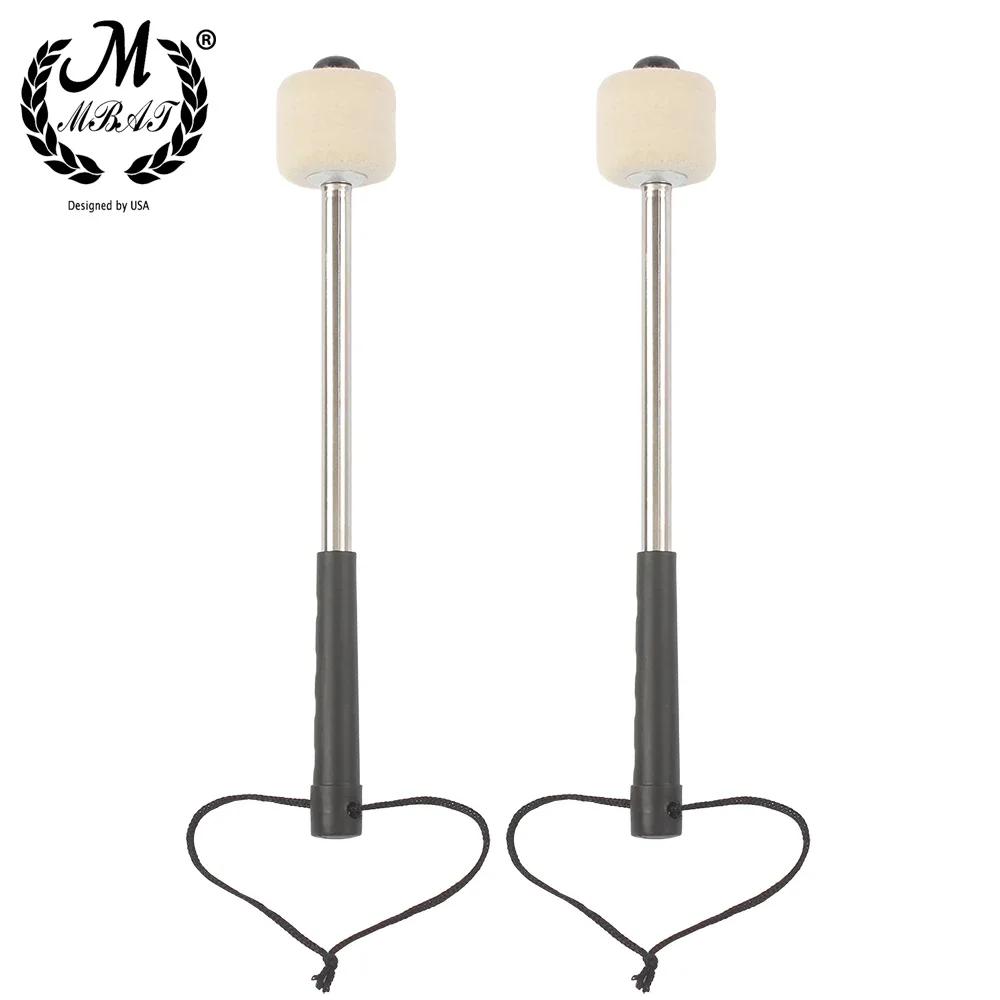 M MBAT 2 Pcs/Set Wool Felt Drum Sticks Non-Slip Bass Drum Mallet Indispensable Percussion Instrument Accessories Parts