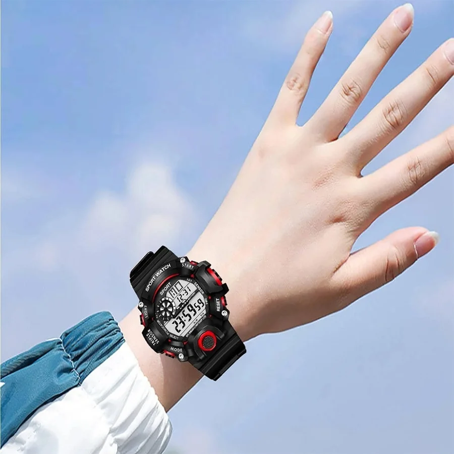 Style Boys Sports Watches Dual Display Digital Led Electronic Quartz Wristwatches For Kids