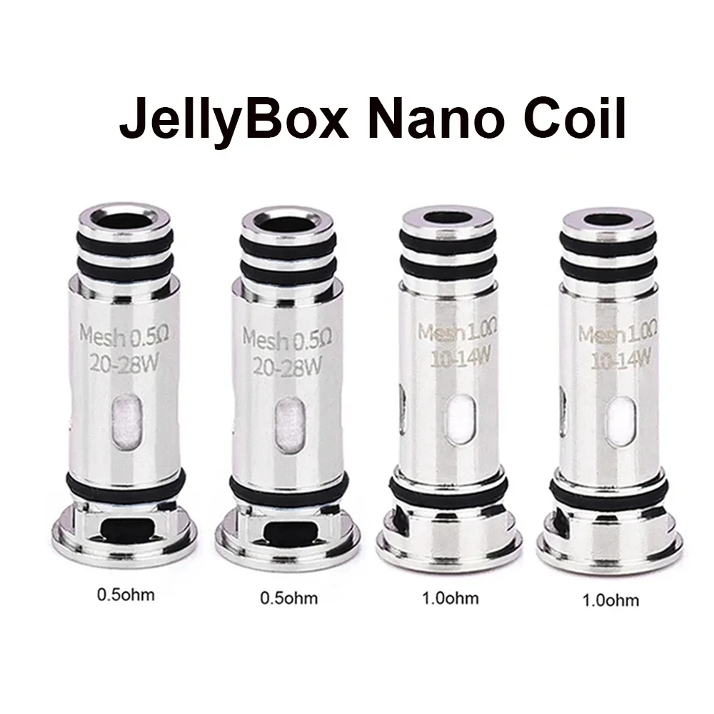 

5 шт./упак. катушка Jellybox 0,5 Ом 20-28 Вт 1,0 Ом 10-14 Вт сетчатые катушки для Nano/Nano X/Air X W/Z (только сетка 1,0 Ом) F Lite