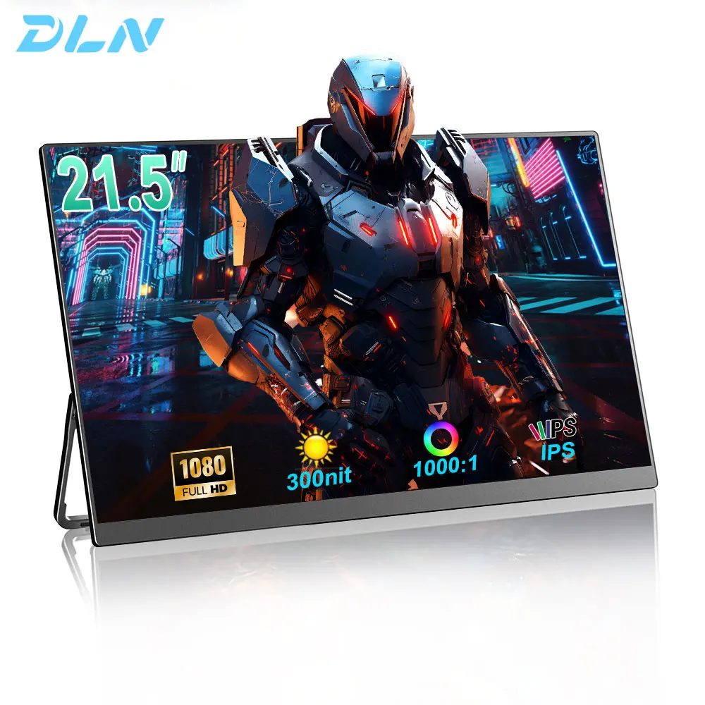 DLN 21.5 inch Portable Monitor 1080P 100Hz 72% SRGB USB C HDMI HDR Plug Stand IPS Screen Extender For Wins & Mac, Gaming