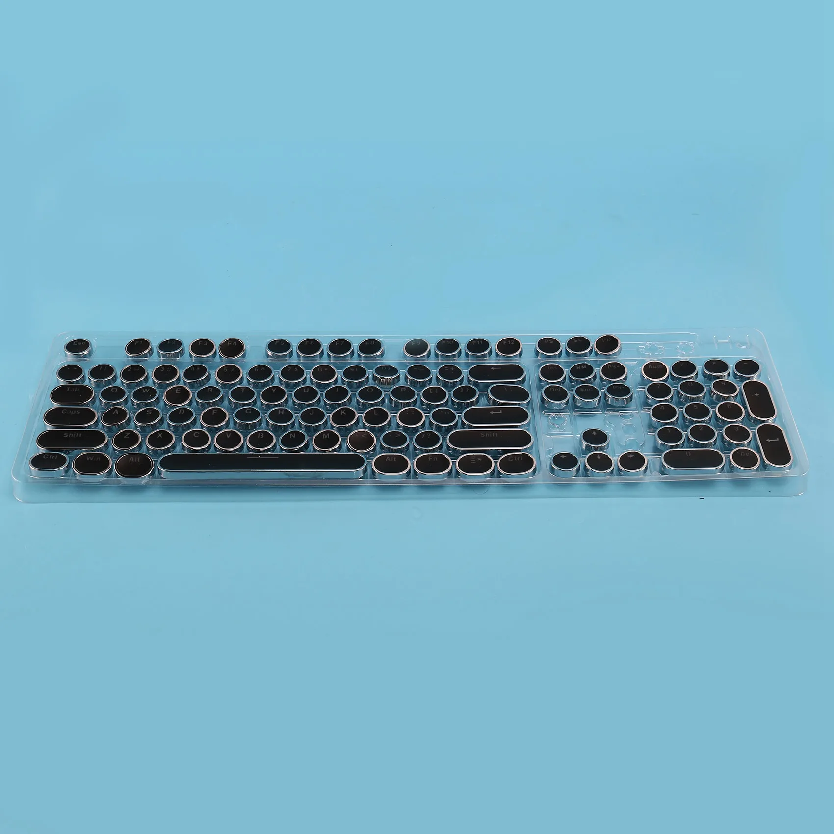 Teclado redondo retro Keycaps, 104 teclas, lente dupla, DIY máquina de escrever, teclado mecânico retroiluminado