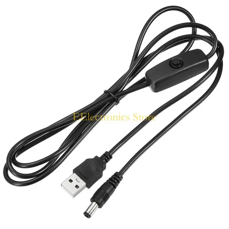 B03C Reliable USB Cable with ON Off Button 5V Plug Connectors Easy Device Management USB to 5v Power Cable 1.5m